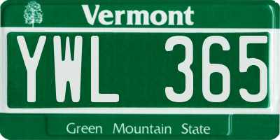 VT license plate YWL365