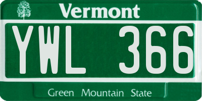 VT license plate YWL366
