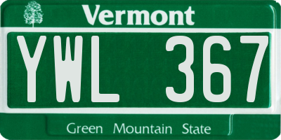 VT license plate YWL367