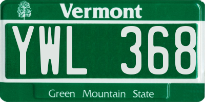 VT license plate YWL368