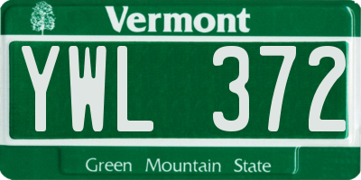 VT license plate YWL372