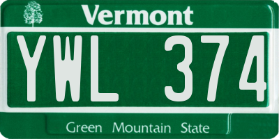 VT license plate YWL374