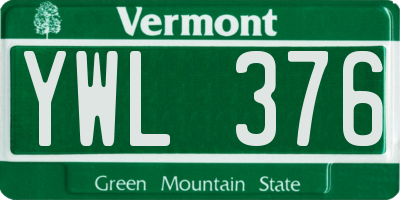 VT license plate YWL376
