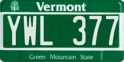 VT license plate YWL377