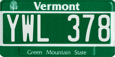 VT license plate YWL378