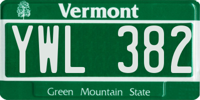 VT license plate YWL382
