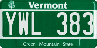 VT license plate YWL383