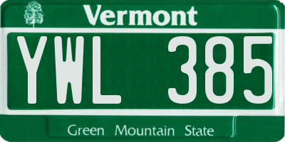 VT license plate YWL385