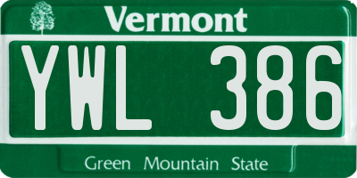 VT license plate YWL386