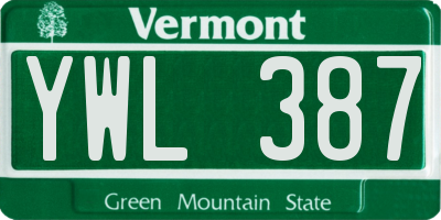 VT license plate YWL387