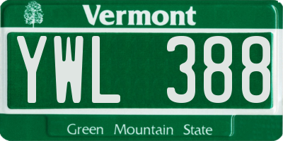 VT license plate YWL388
