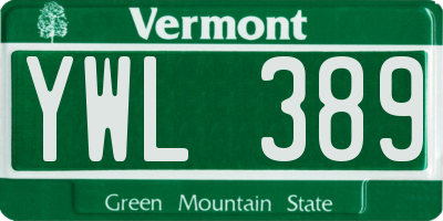 VT license plate YWL389