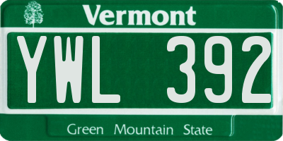 VT license plate YWL392