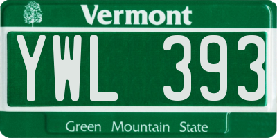 VT license plate YWL393