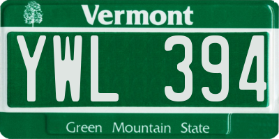 VT license plate YWL394