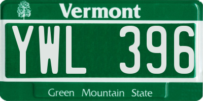 VT license plate YWL396