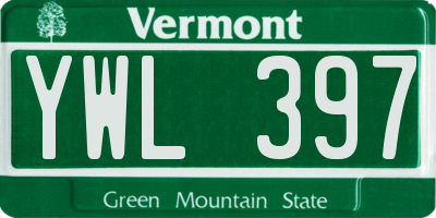 VT license plate YWL397