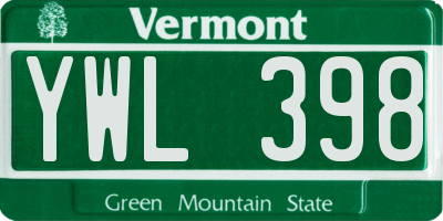 VT license plate YWL398