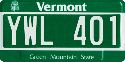 VT license plate YWL401
