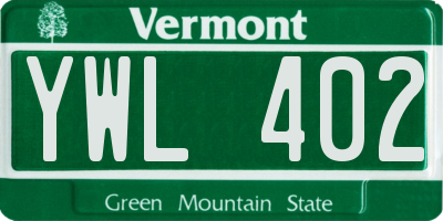 VT license plate YWL402