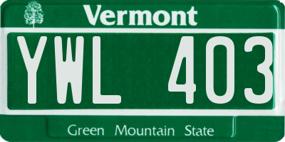 VT license plate YWL403