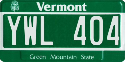 VT license plate YWL404