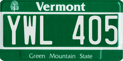 VT license plate YWL405