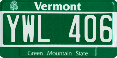 VT license plate YWL406