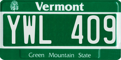VT license plate YWL409