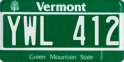 VT license plate YWL412
