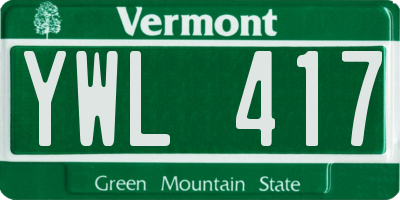 VT license plate YWL417