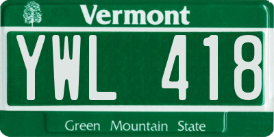 VT license plate YWL418