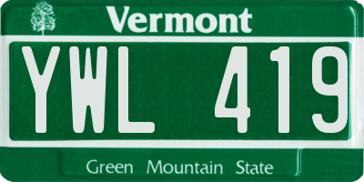 VT license plate YWL419