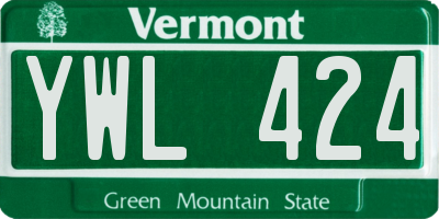 VT license plate YWL424