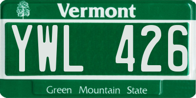 VT license plate YWL426