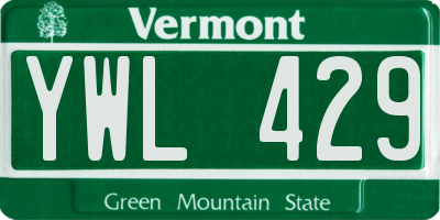 VT license plate YWL429