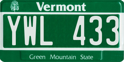 VT license plate YWL433
