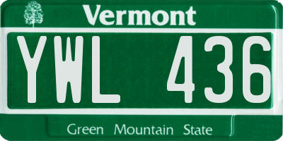VT license plate YWL436
