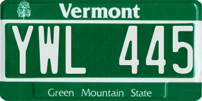 VT license plate YWL445