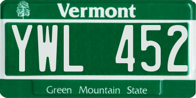 VT license plate YWL452