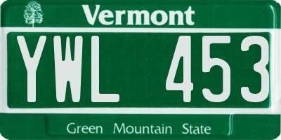 VT license plate YWL453