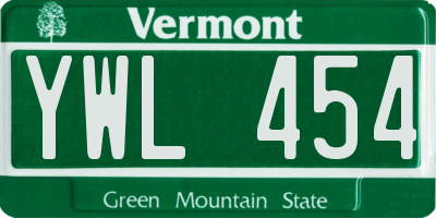 VT license plate YWL454