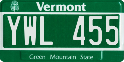 VT license plate YWL455