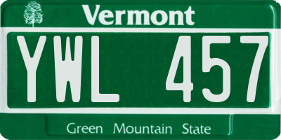 VT license plate YWL457