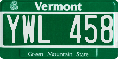VT license plate YWL458