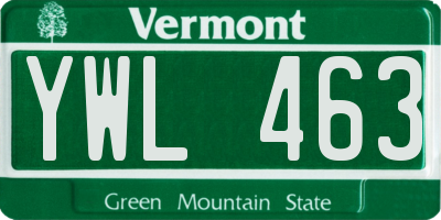 VT license plate YWL463