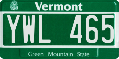 VT license plate YWL465