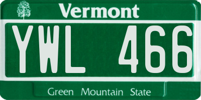 VT license plate YWL466