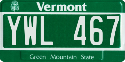 VT license plate YWL467