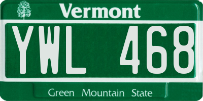 VT license plate YWL468